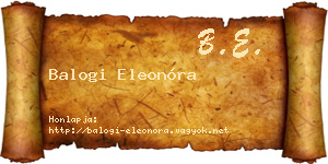 Balogi Eleonóra névjegykártya